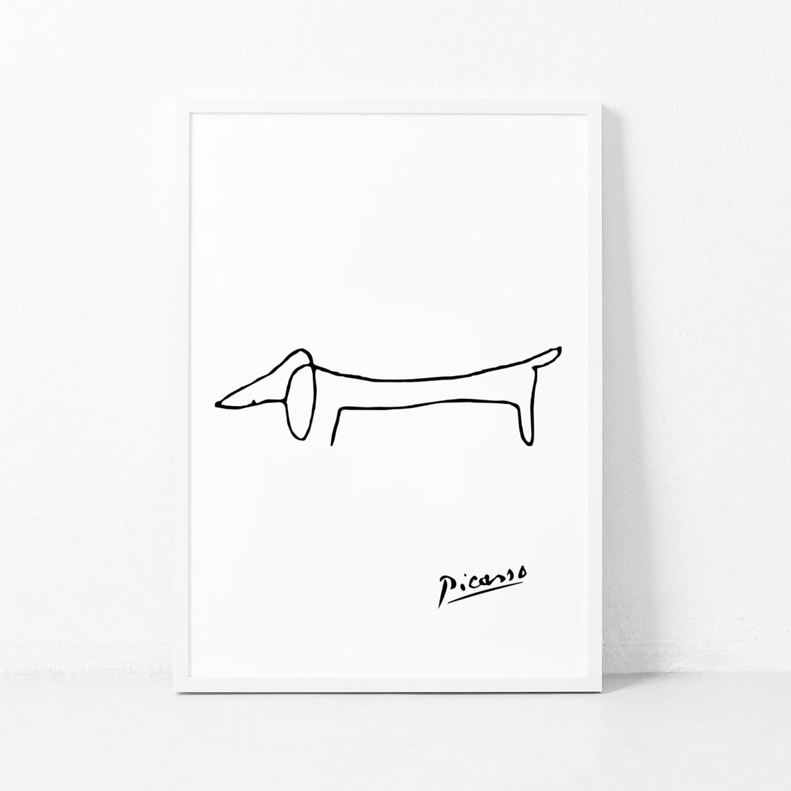 Picasso Style Dachshund Dog Line Drawing Sketch Minimalist Poster