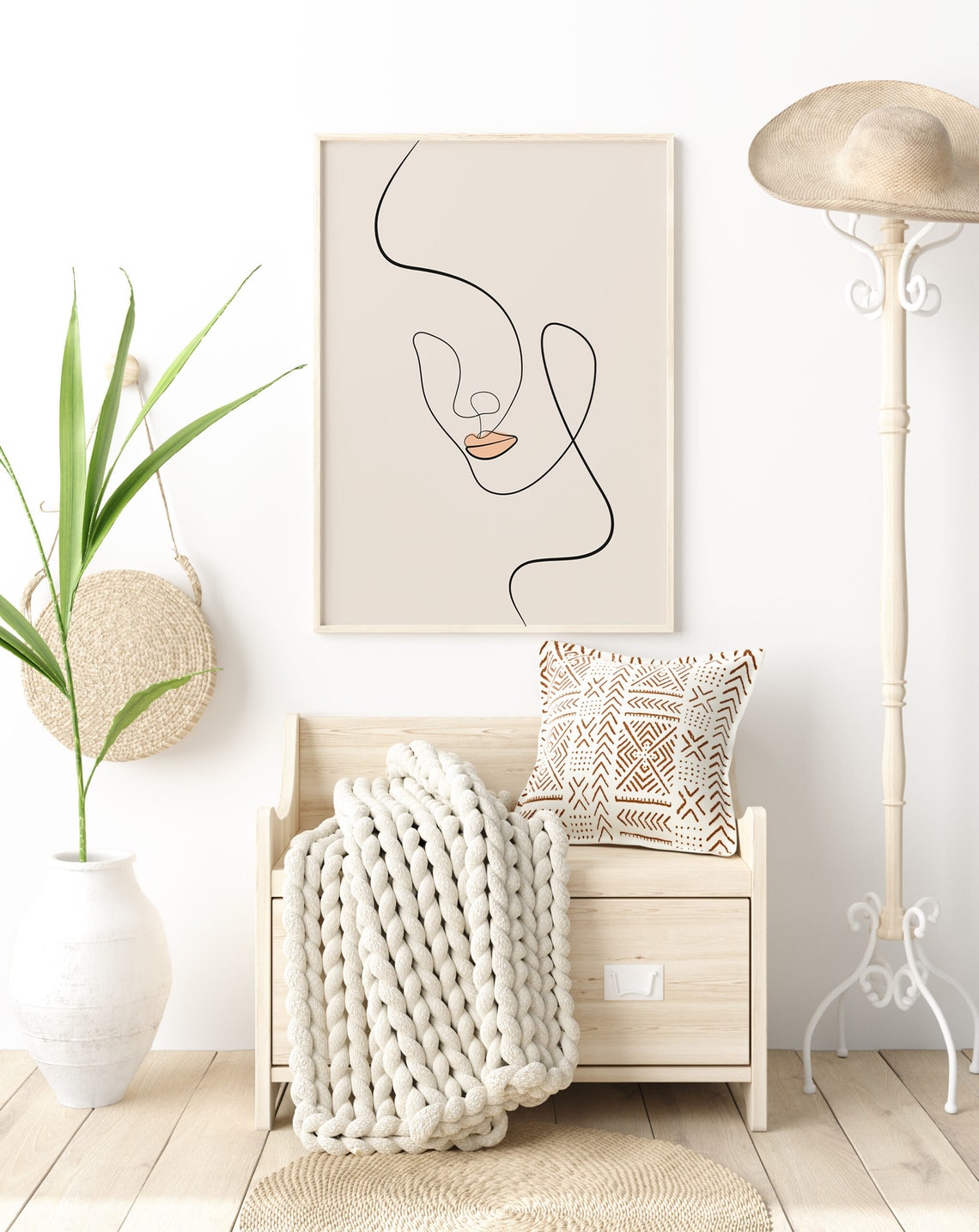 Single Line Woman Face Lips Abstract Minimalist Modern Art Print - Image 3