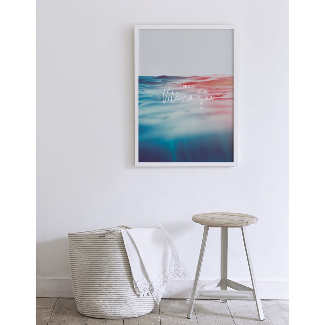 I Need A Vitamin Sea Colorful Turquoise Ocean Waves Quote Poster - Image 2