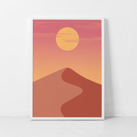 Abstract Desert Print Neutral Sun Wall Art Warm Color Print Mid Century Modern Minimalist Poster Desert Landscape Art Boho Wall Art