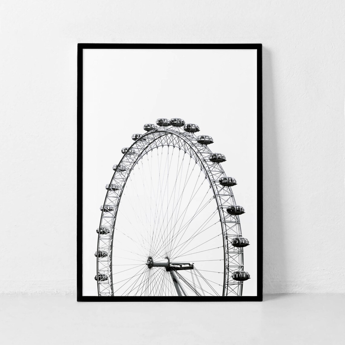 Ferris Wheel Minimalist Poster, Black and White Art