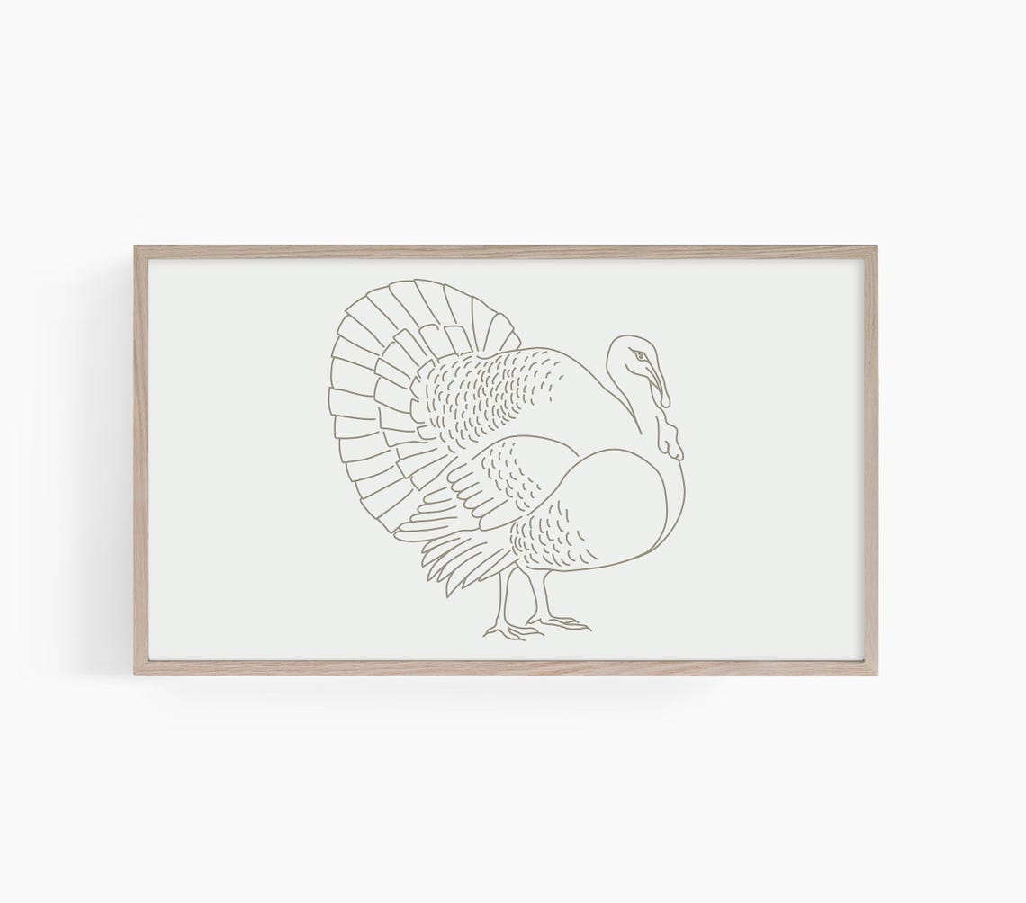 Minimalist Turkey Line Art Elegant Thanksgiving Fall Kitchen Wall Art