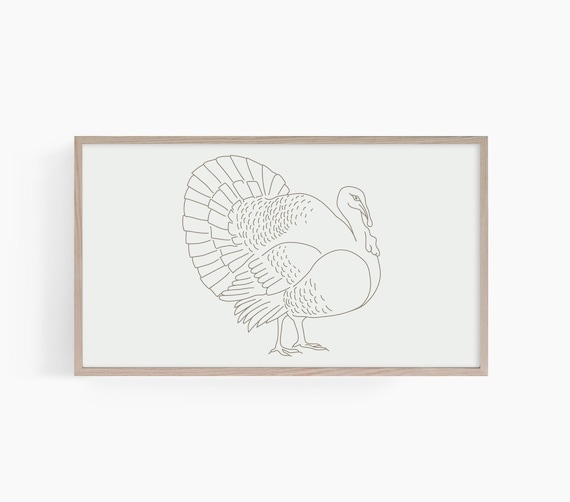 Minimalist Turkey Line Art Elegant Thanksgiving Fall Kitchen Wall Art