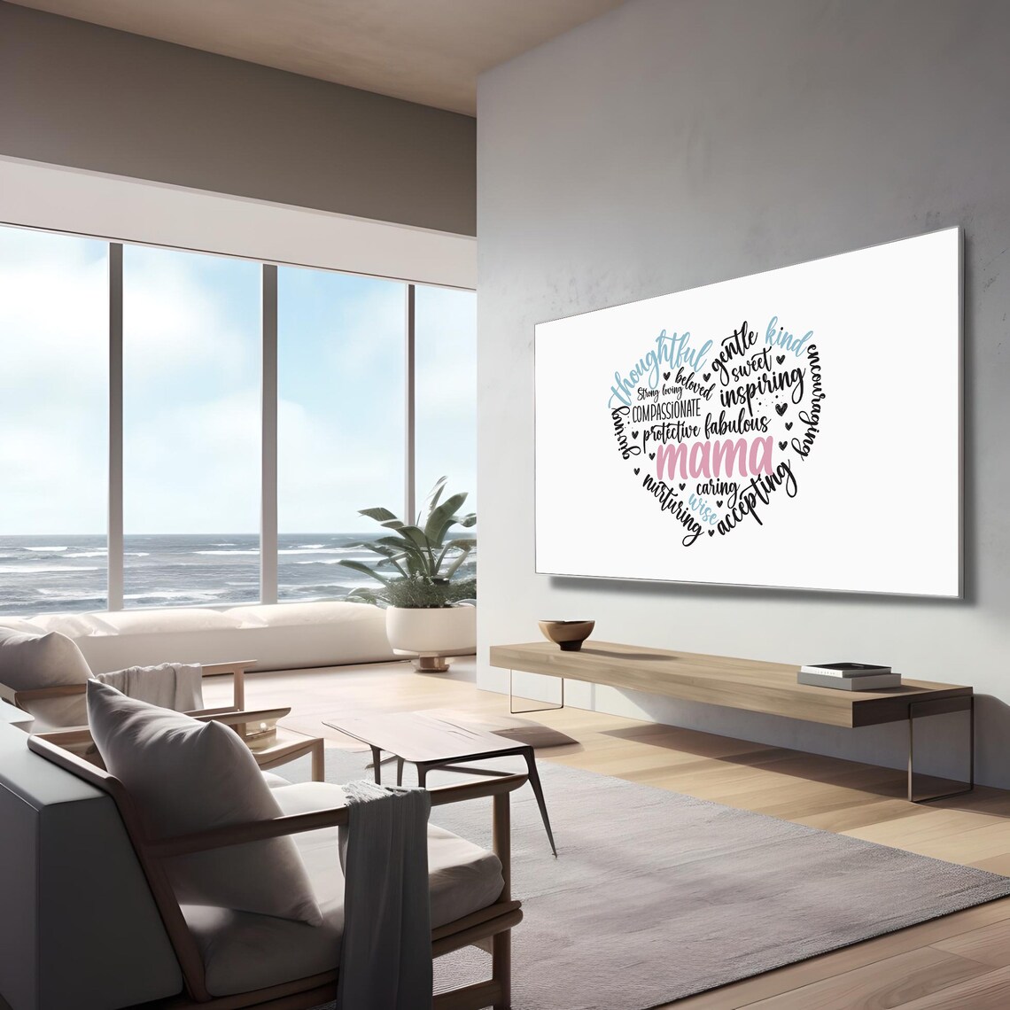 Mama Word Art Heart Shape Mothers Day Gift Typography Love Poster - Image 2