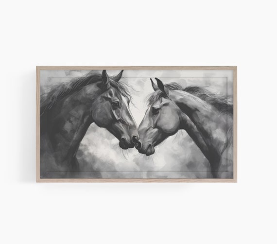 Watercolor Horse Frame Tv Art Frame Tv Art Moody Horse Watercolor Art For Tv Wild Horses Frame Tv Art Farmhouse Frame Tv