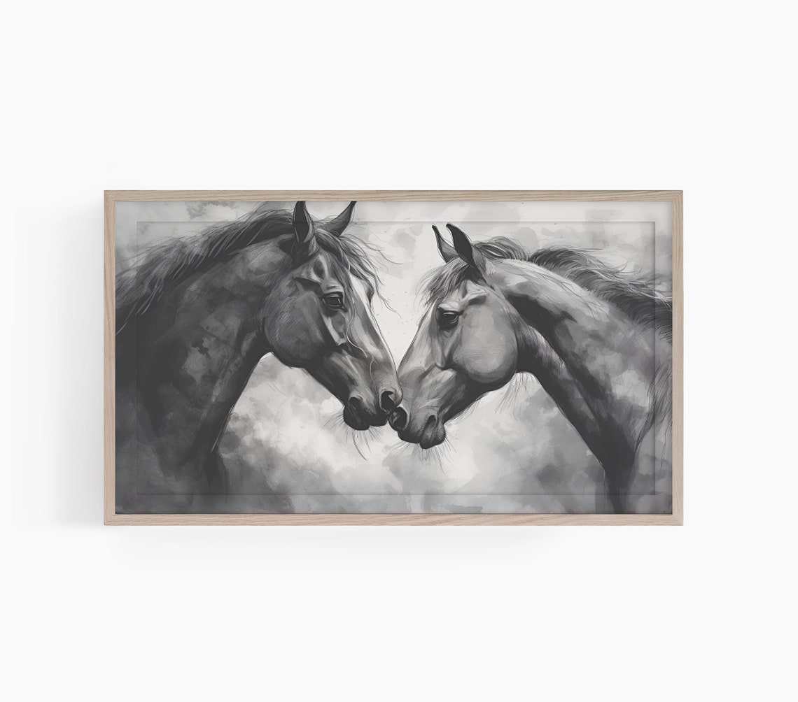 Watercolor Horse Frame Tv Art Frame Tv Art Moody Horse Watercolor Art For Tv Wild Horses Frame Tv Art Farmhouse Frame Tv