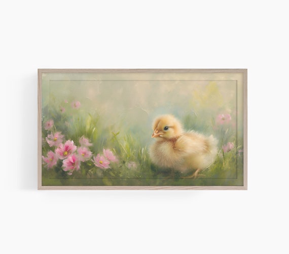 Easter Frame Tv Art Frame Tv Art Easter Art For Tv Baby Chick Frame Tv Art Cute Chick Frame Tv Art Floral Chick Art