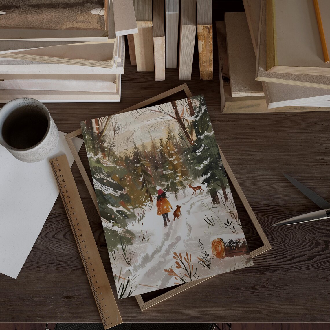 Winter Walk Art Print, Children's Room Seasonal Art - Image 3