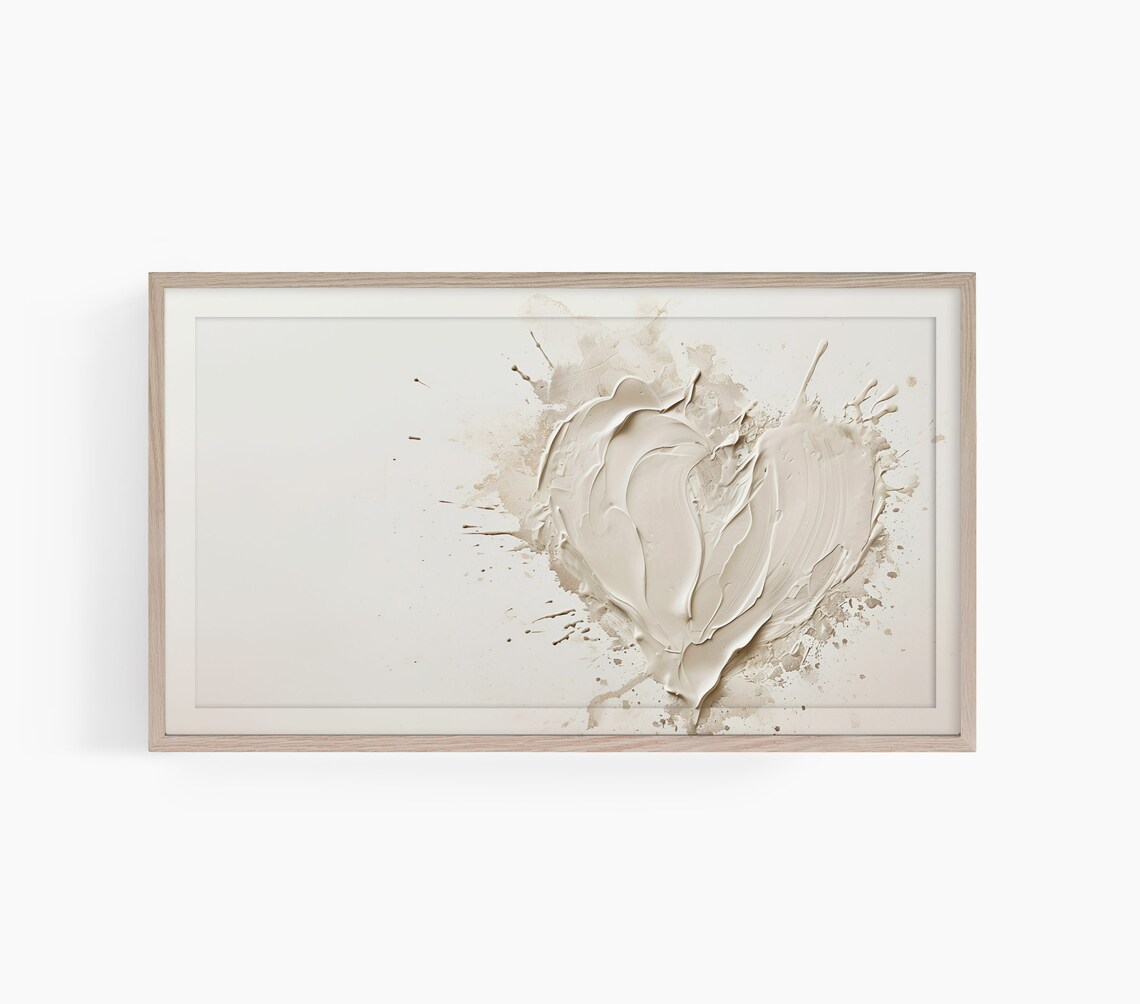 Valentine Hearts TV Art, Neutral Impasto Heart Print