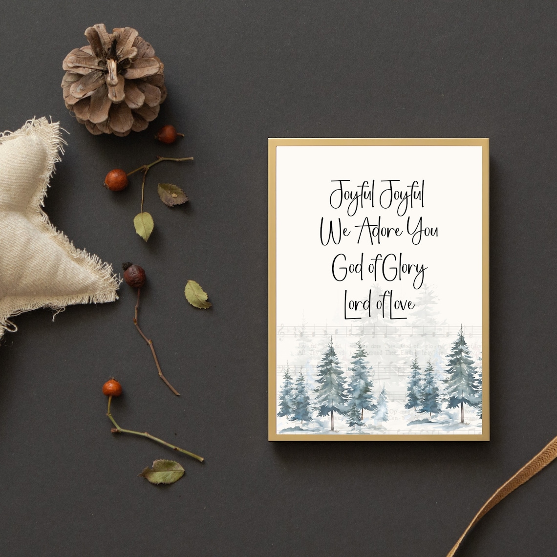 Joyful Joyful We Adore You Hymn Lyric Christmas Faith Wall Art