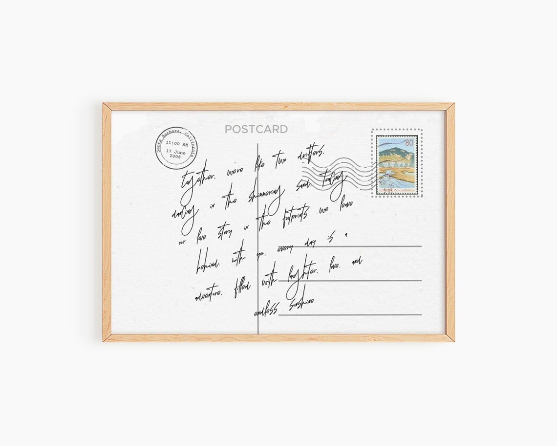 Vintage Love Letter Postcard Handwritten Script Romantic Note Poster