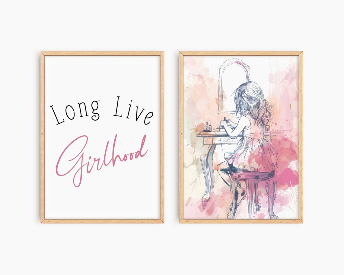 Long Live Girlhood Wall Art Blush Pink Print Girl Nursery Decor Kids Room Art Play Room Wall Decor Quote Kids Wall Art