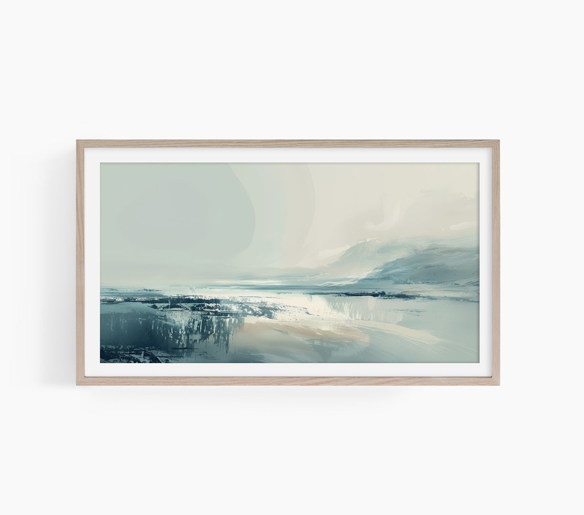 Abstract Ocean Waves Cool Blue Coastal Seascape Painting Poster - Image 3