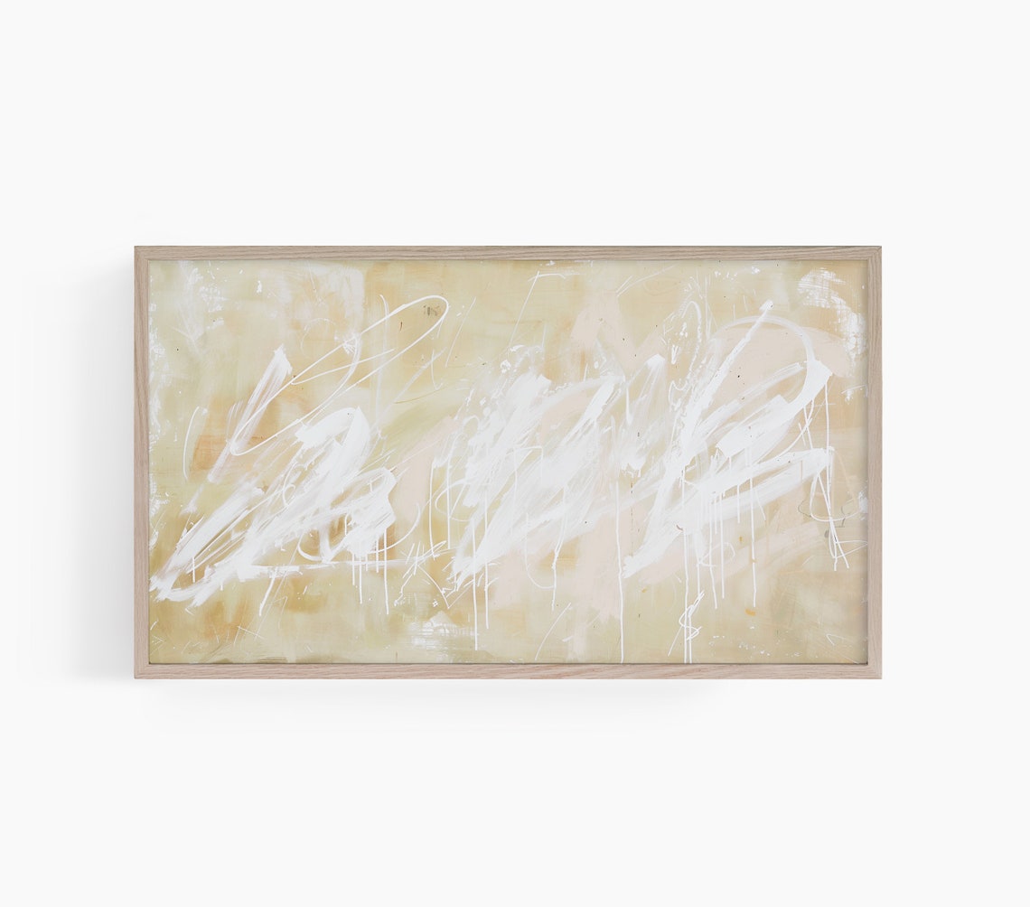 White Gestural Abstract Strokes Beige Minimalist Modern Art Poster