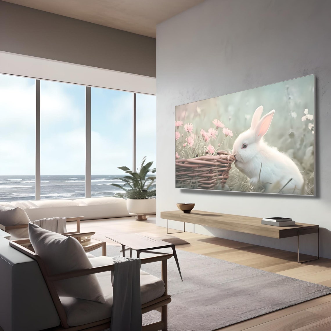 Easter Bunny Frame Tv Art Frame Tv Art Easter Art For Tv Bunny Frame Tv Art Cute Bunny Frame Tv Art Spring Flowers Tv - Image 3