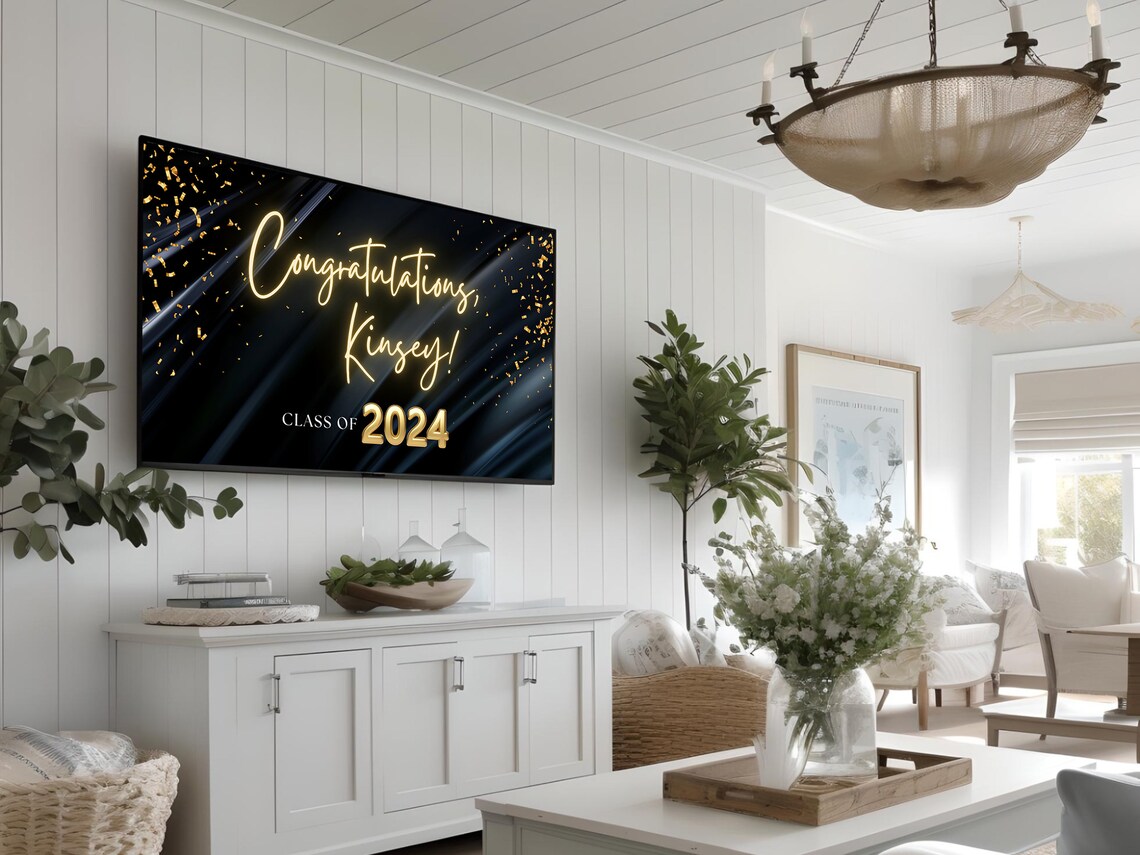 Congratulations Class of 2024 Gold Confetti Grad Party Poster - Image 2
