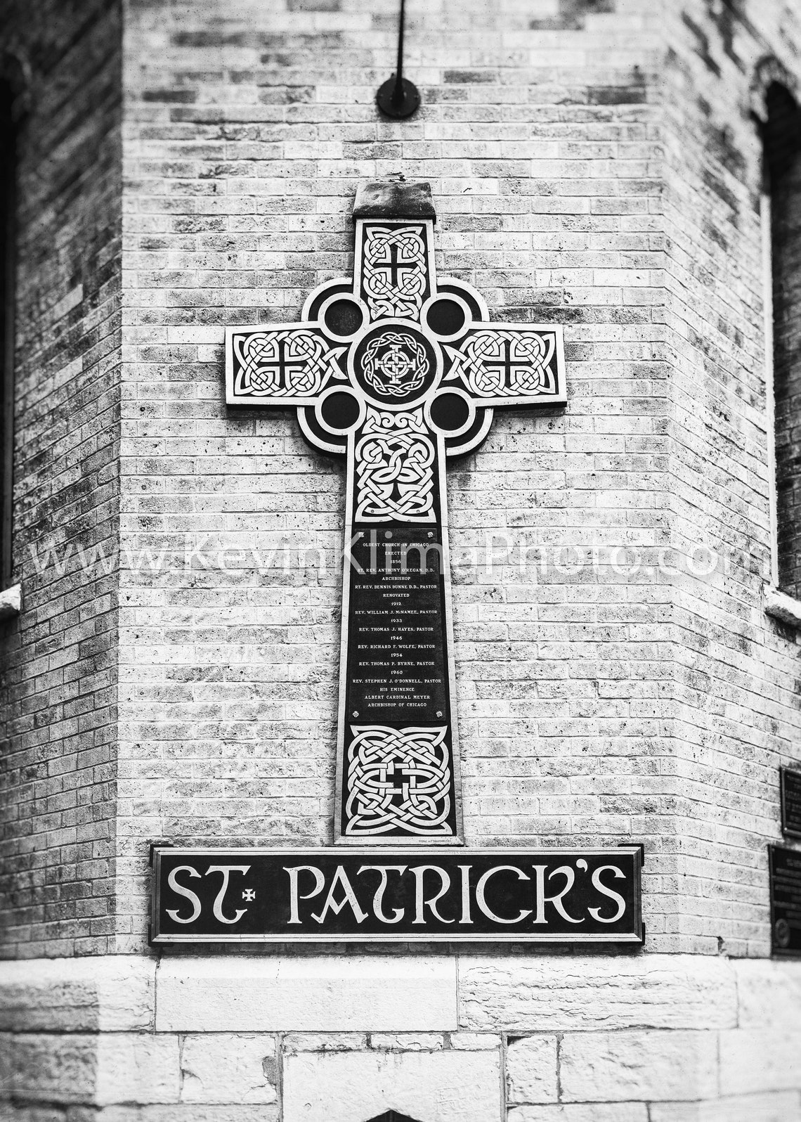 St Patricks Celtic Cross Stone Plaque Brick Church Photography Poster - Image 2