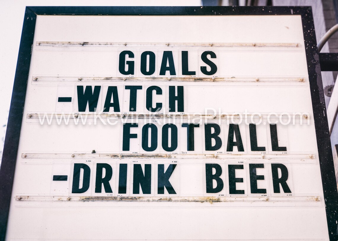 Goals Watch Football Drink Beer Marquee Sign Sports Bar Poster - Image 2