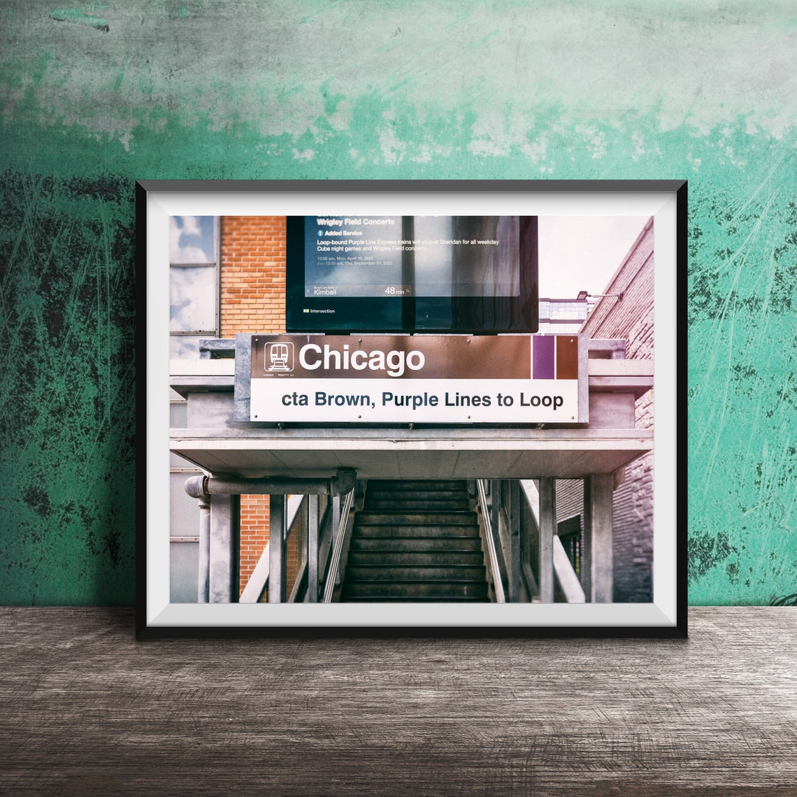 Chicago CTA Brown Line Station Sign Stairs to Loop Platform Poster