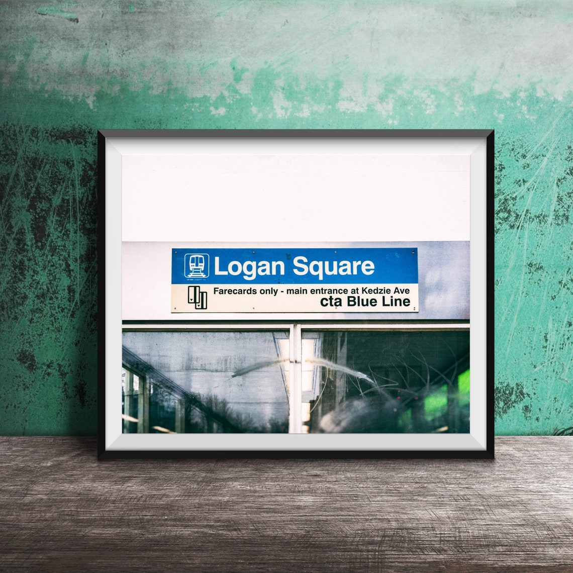 Logan Square CTA Blue Line Train Station Sign Chicago Photo Poster