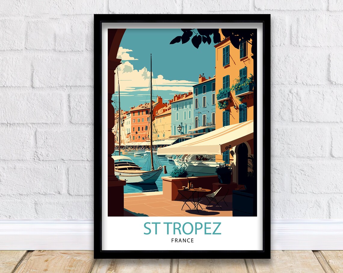 St Tropez France Travel Poster, Europe Wall Decor