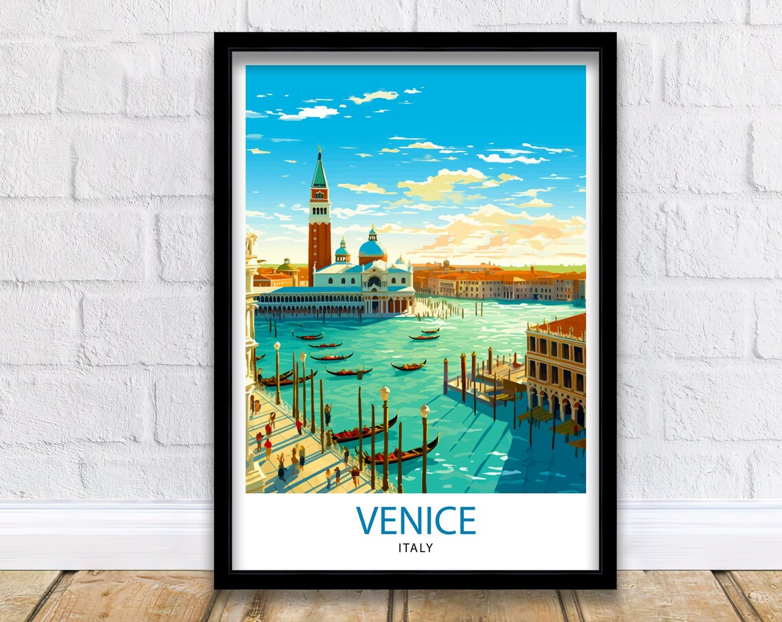 Venice Canal Travel Poster, Italy City Print