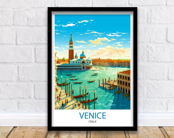 Venice Canal Travel Poster, Italy City Print