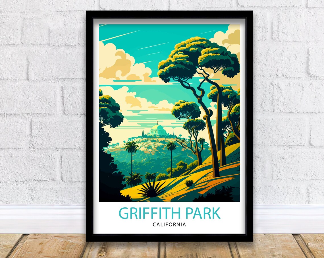 Griffith Park California Observatory Hill Vintage Travel Poster