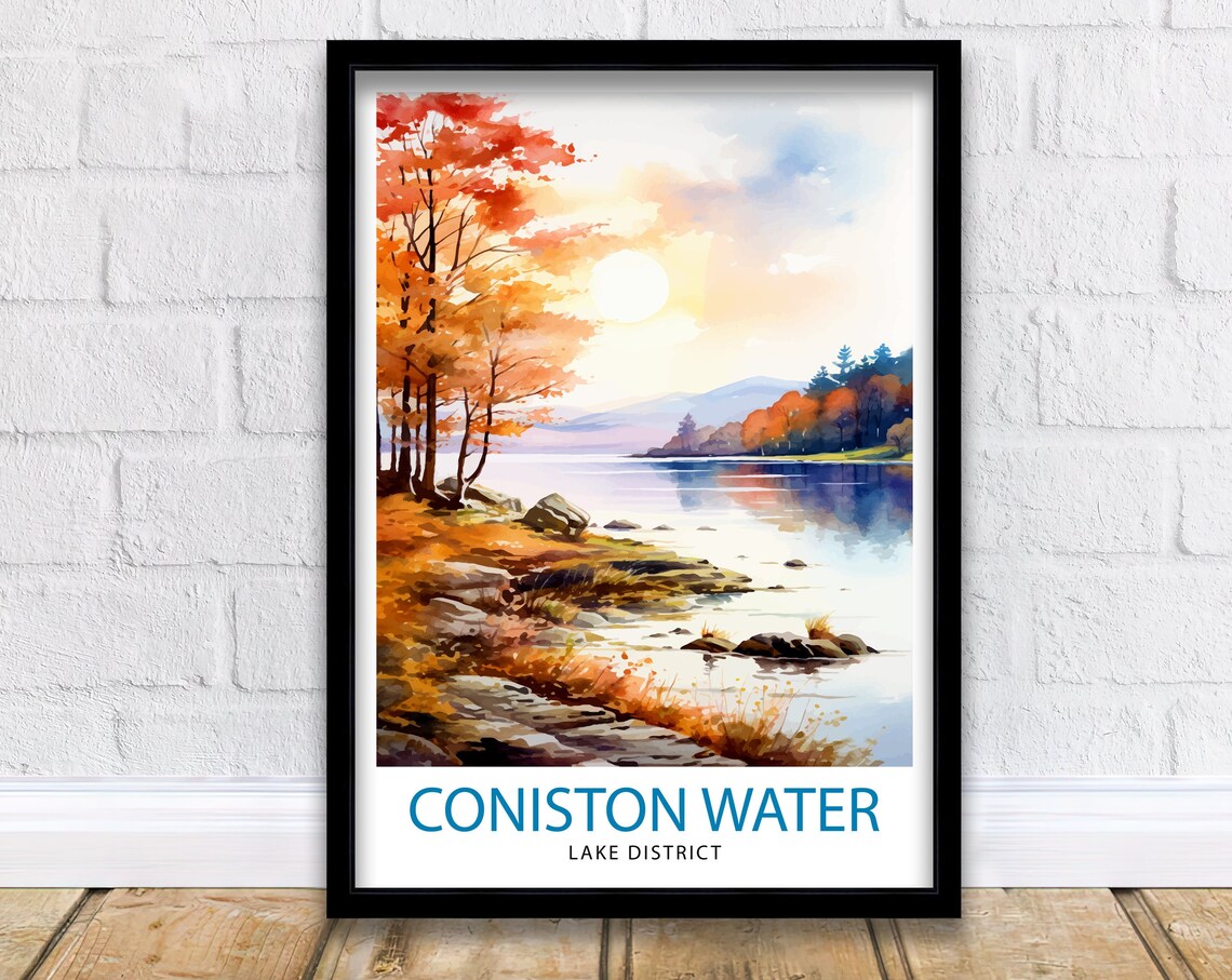 Coniston Water Lake District Vintage Travel Poster