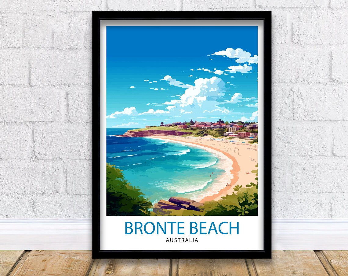 Bronte Beach Australia Turquoise Bay Coastal Surf Travel Poster