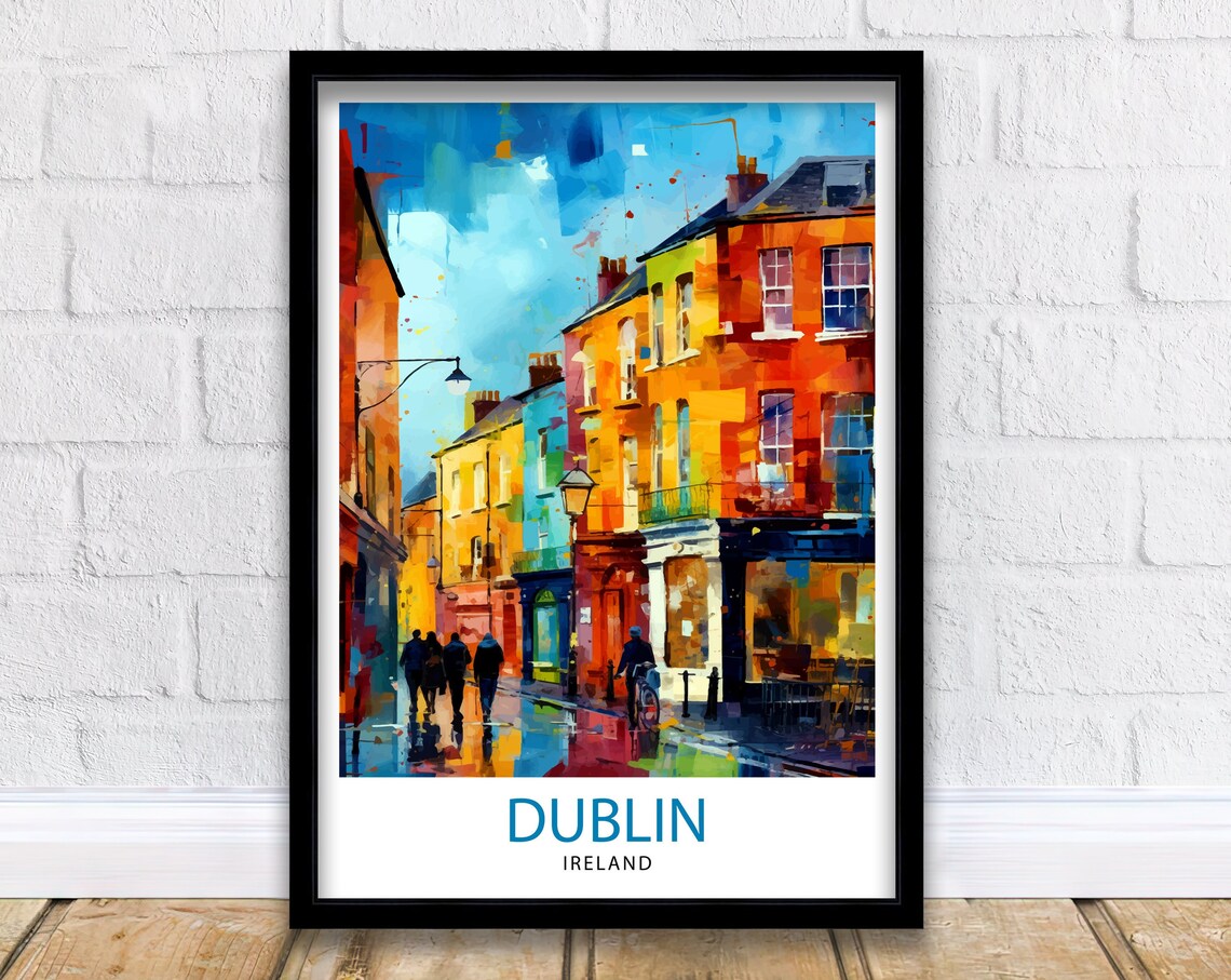 Dublin Ireland Cityscape Art Print, Temple Bar Scene