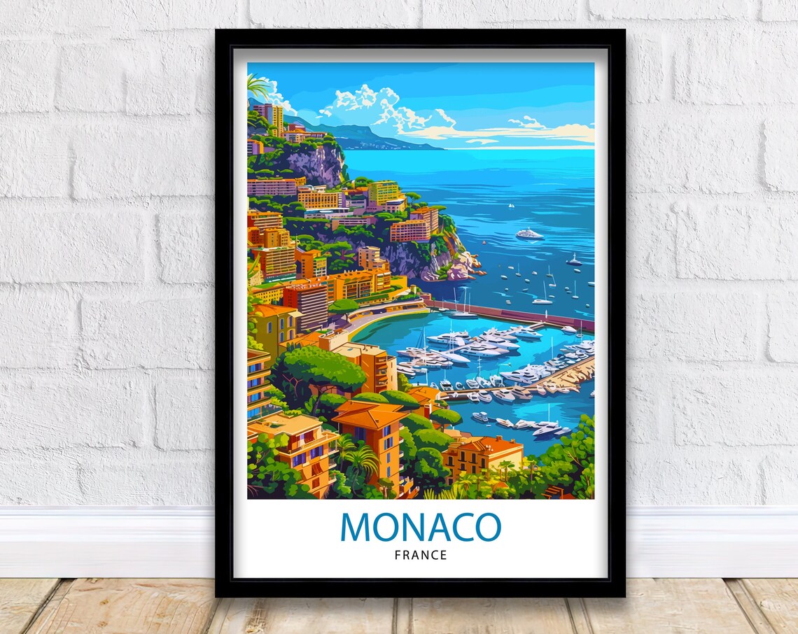 Monaco Travel Poster, European Destination Decor