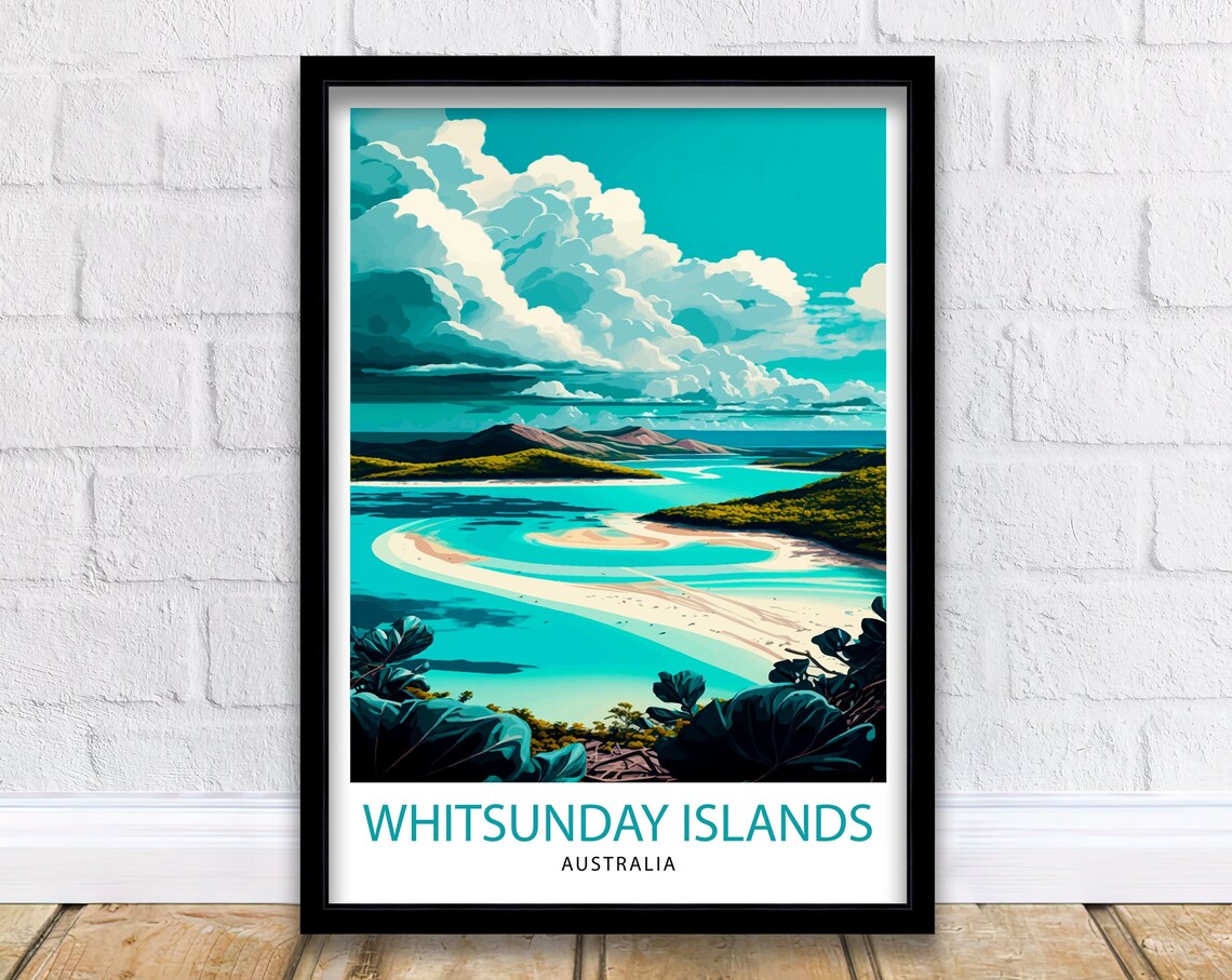 Whitsunday Australia Travel Poster, Australian Illustration