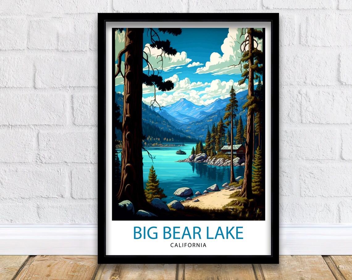 Big Bear Lake Travel Poster, California Mountain Print