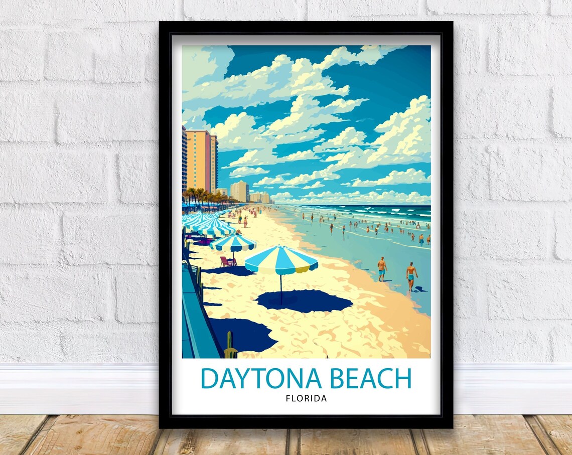 Daytona Beach Travel Print, Florida Poster Art