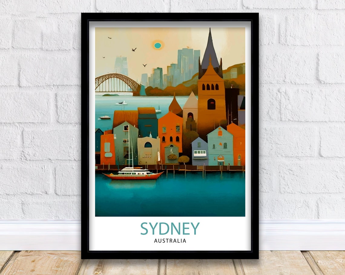 Sydney Australia Harbour Bridge Waterfront Harbor View Travel Poster