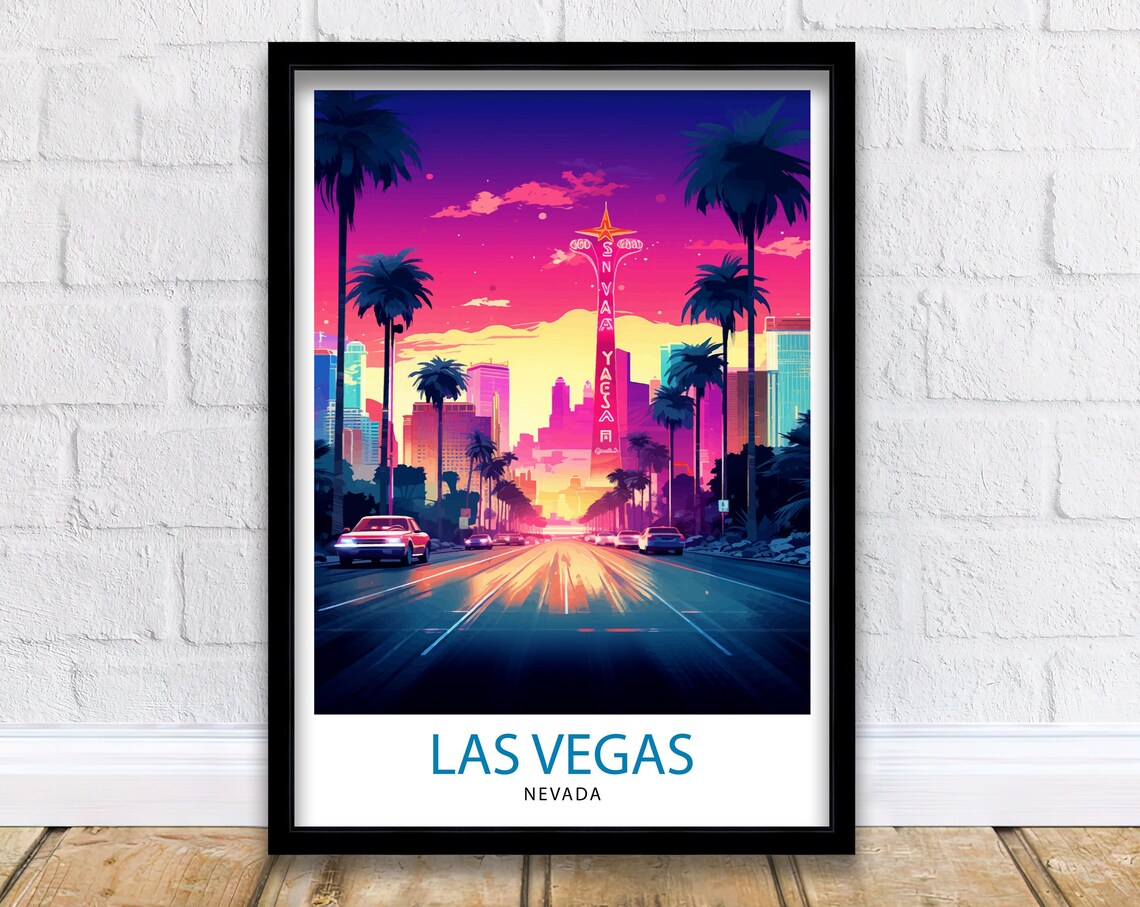 Las Vegas Nevada Neon Strip City Boulevard Night Lights Poster