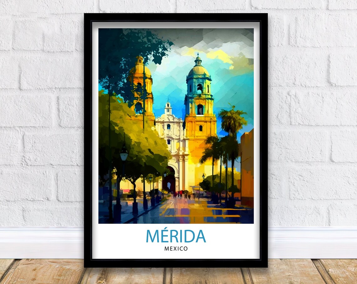 Merida Mexico Travel Poster, Latin America Art Print