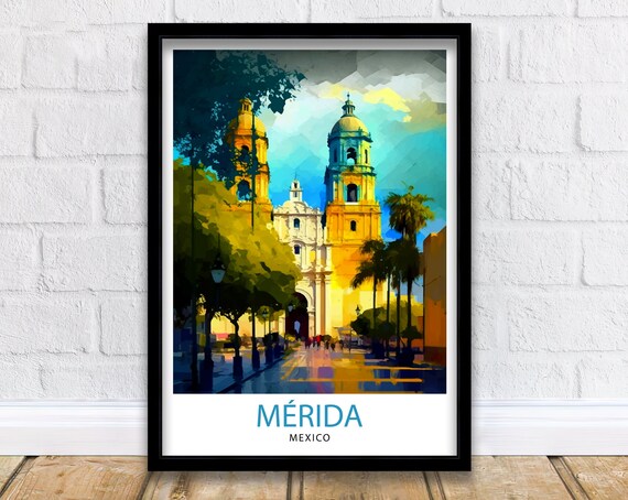 Merida Mexico Travel Poster, Latin America Art Print