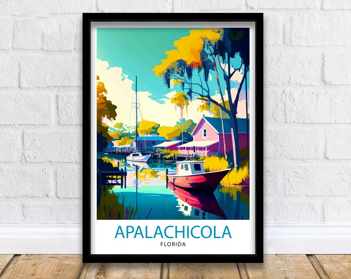 Apalachicola Florida Travel Poster, Coastal Place Print
