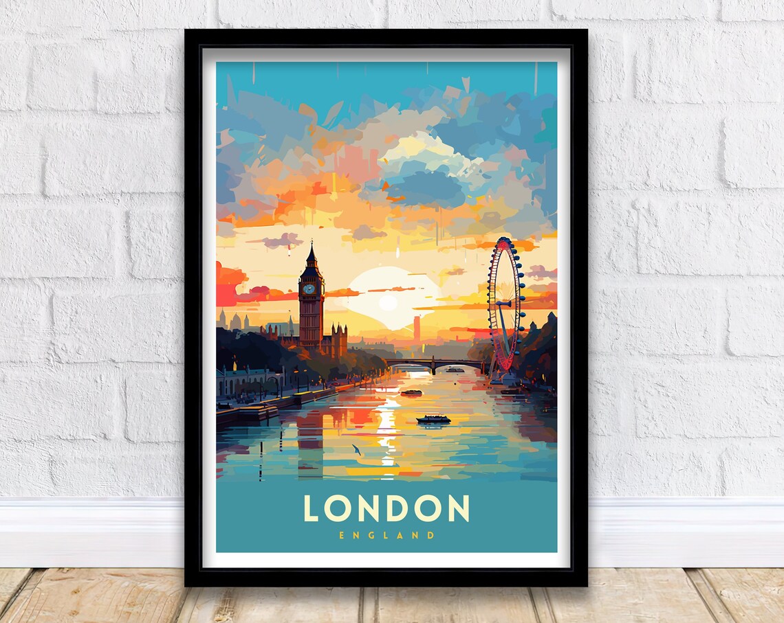 London England Travel Poster, Europe Wall Decor