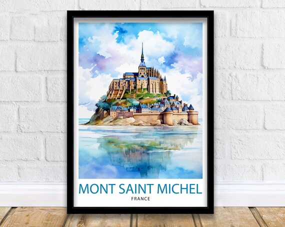 Mont Saint Michel France Illustration Wall Art Print