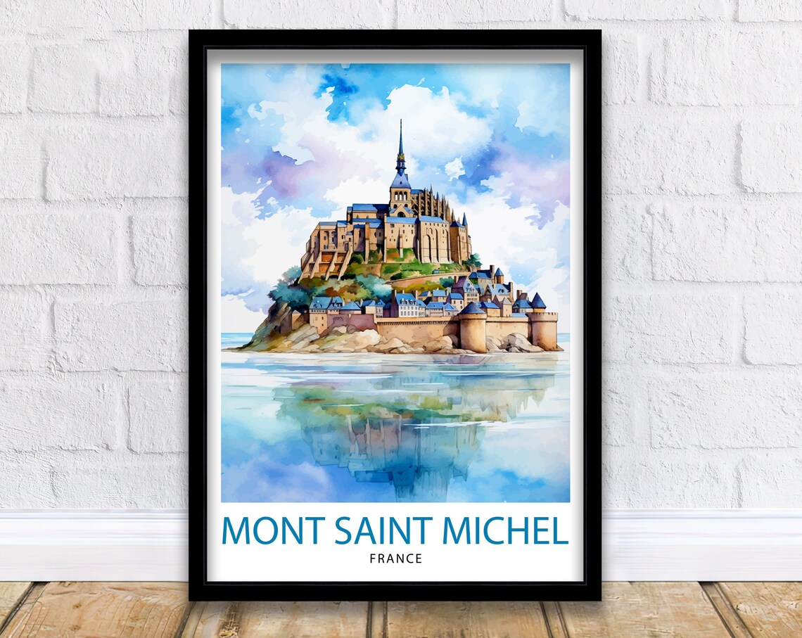 Mont Saint Michel France Illustration Wall Art Print