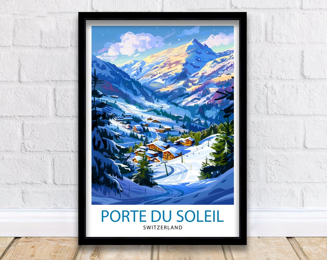 Porte du Soleil Switzerland Alpine Ski Village Snow Scene Poster