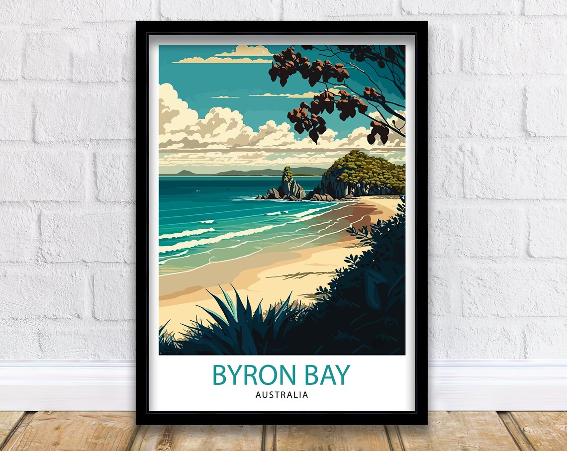 Byron Bay Australia Travel Poster, Home Living Decor