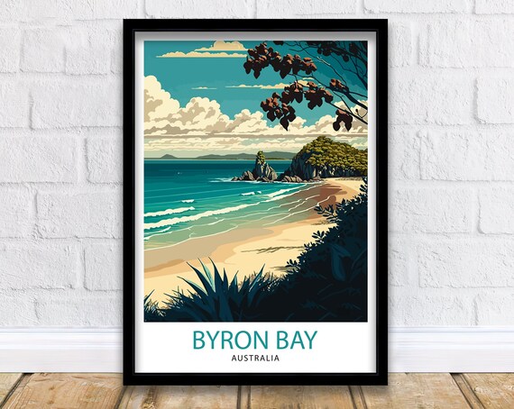 Byron Bay Australia Travel Poster, Home Living Decor