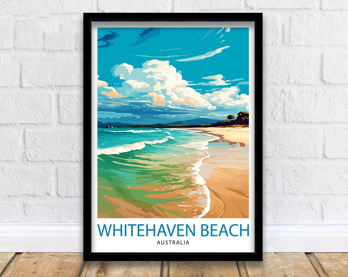 Whitehaven Beach Australia White Sand Tropical Shoreline Poster