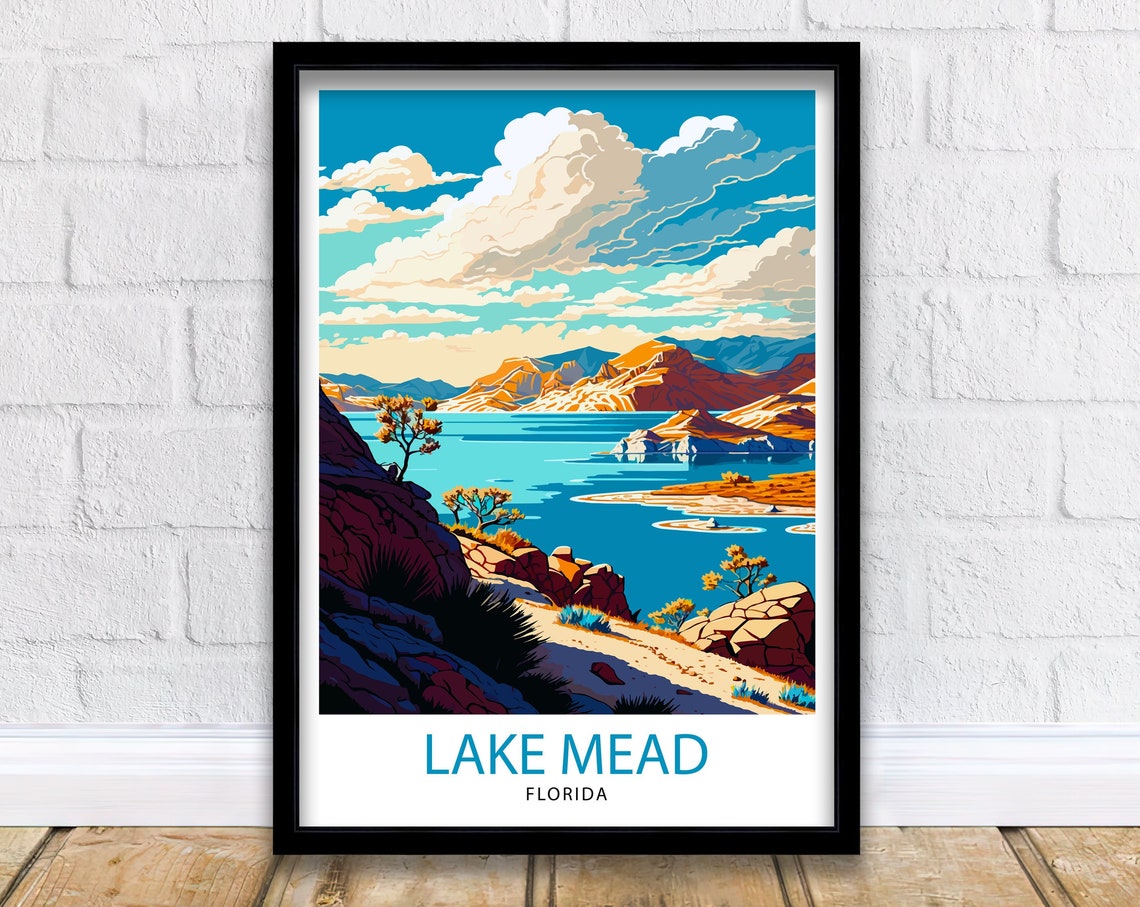 Lake Mead Arizona Travel Print Desert Landscape Wall Art Arizona Nature Poster Lake Mead Wall Decor Travel Photography Print
