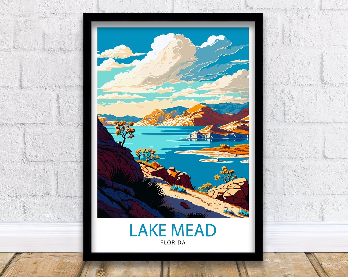 Lake Mead Florida Red Rock Shoreline Desert Lake Sunset Poster
