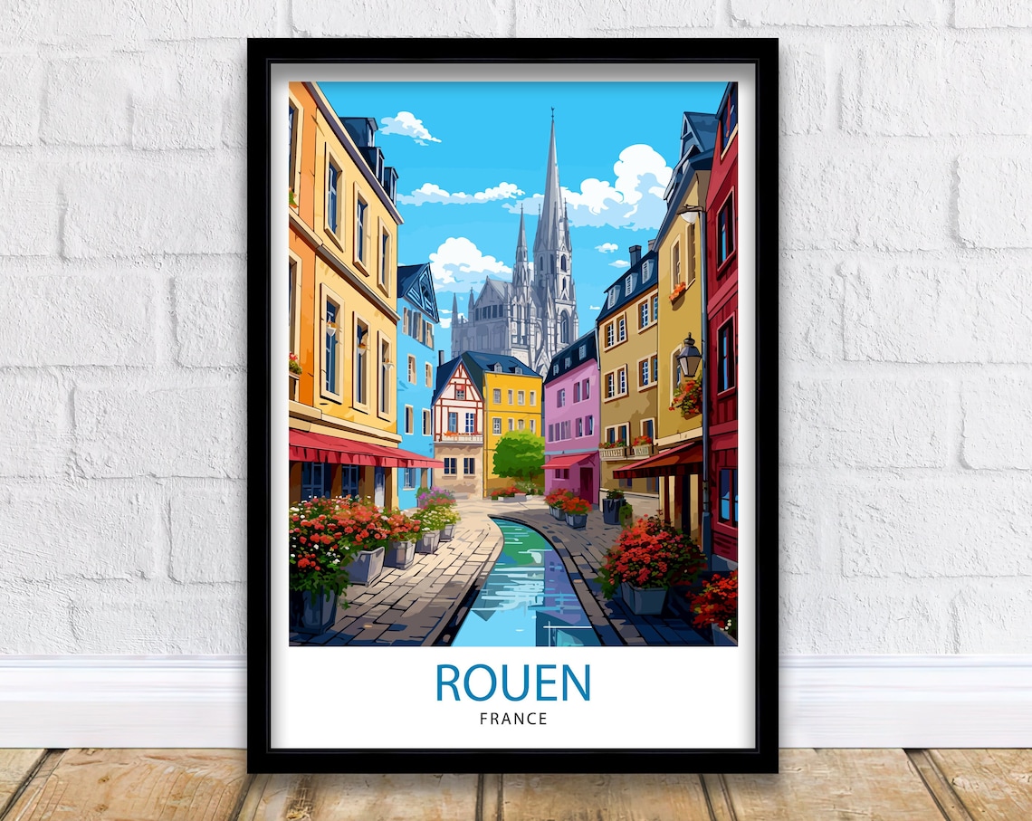 Rouen France Travel Poster, Normandy City Art Print